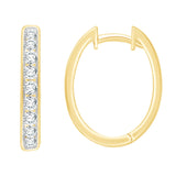 Channel Set Diamond Oval Hoops