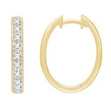 Channel Set Diamond Oval Hoops