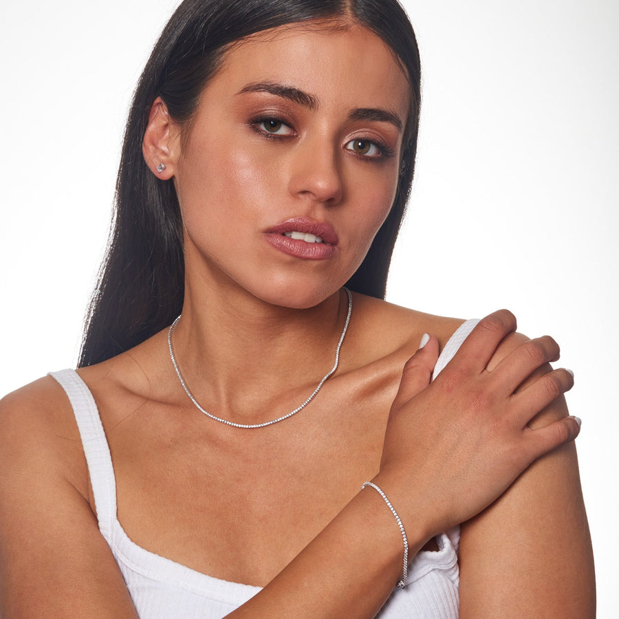 3.45ct Lab Grown Diamond Tennis Necklace in 18K White Gold
