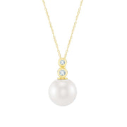 0.05ct Lab Grown Diamond Freshwater Pearl Necklace in 9K Yellow Gold
