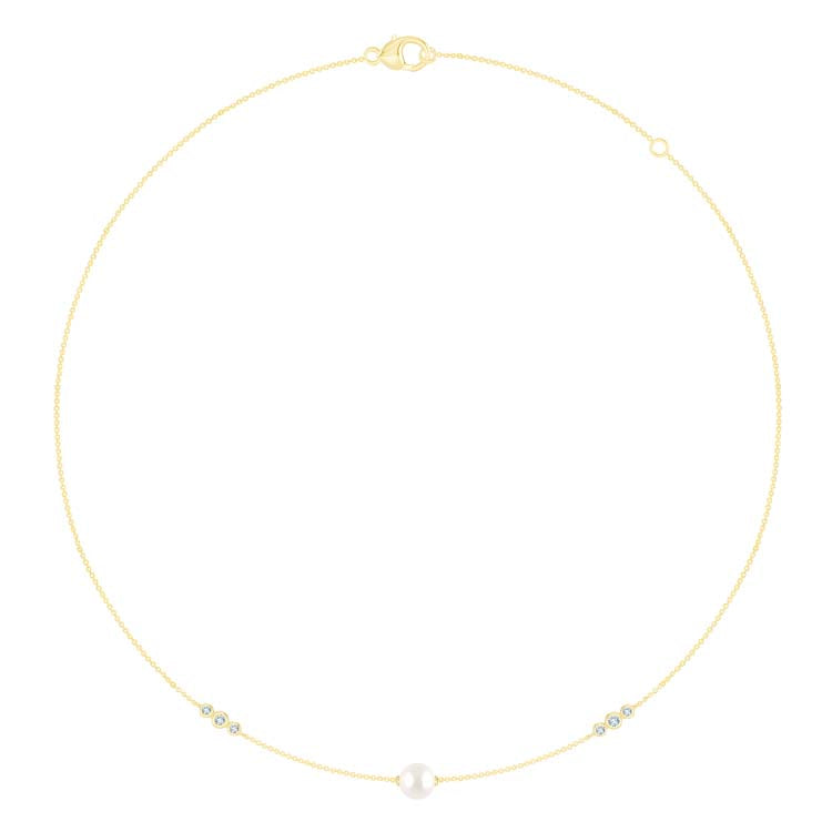 Breigh 0.11ct Lab Grown Diamond Freshwater Pearl Necklace | 9CT Yellow Gold
