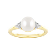 0.1ct Lab Grown Diamond Freshwater Pearl Ring in 9K Yellow Gold