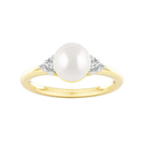 0.1ct Lab Grown Diamond Freshwater Pearl Ring in 9K Yellow Gold