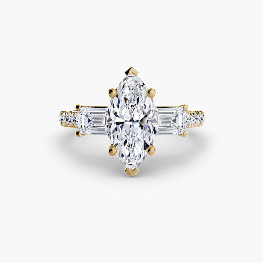 Three-Stone Ring with Pavé Band 4