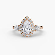Three-Stone Ring with Halo