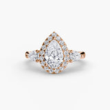 Three-Stone Ring with Halo