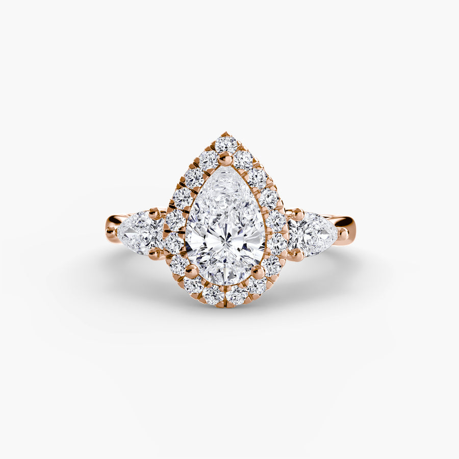 Three-Stone Ring with Halo