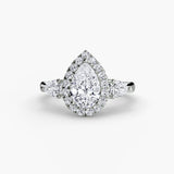 Three-Stone Ring with Halo