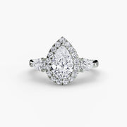 Three-Stone Ring with Halo