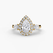 Three-Stone Ring with Halo