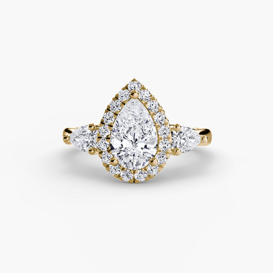 Three-Stone Ring with Halo