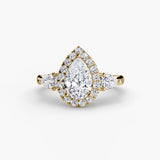 Three-Stone Ring with Halo