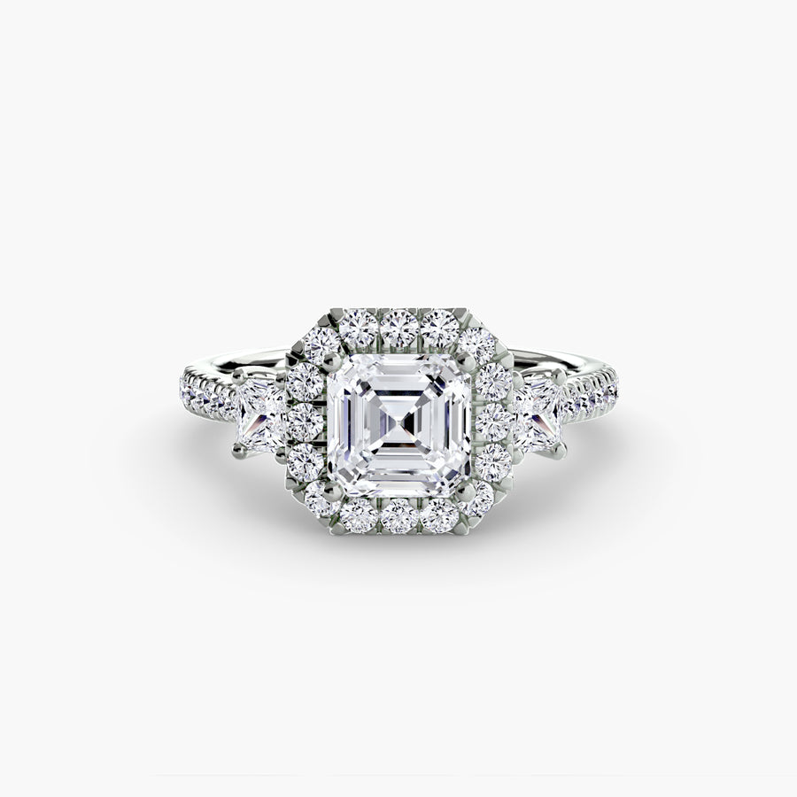 Three-Stone Ring with Halo 2