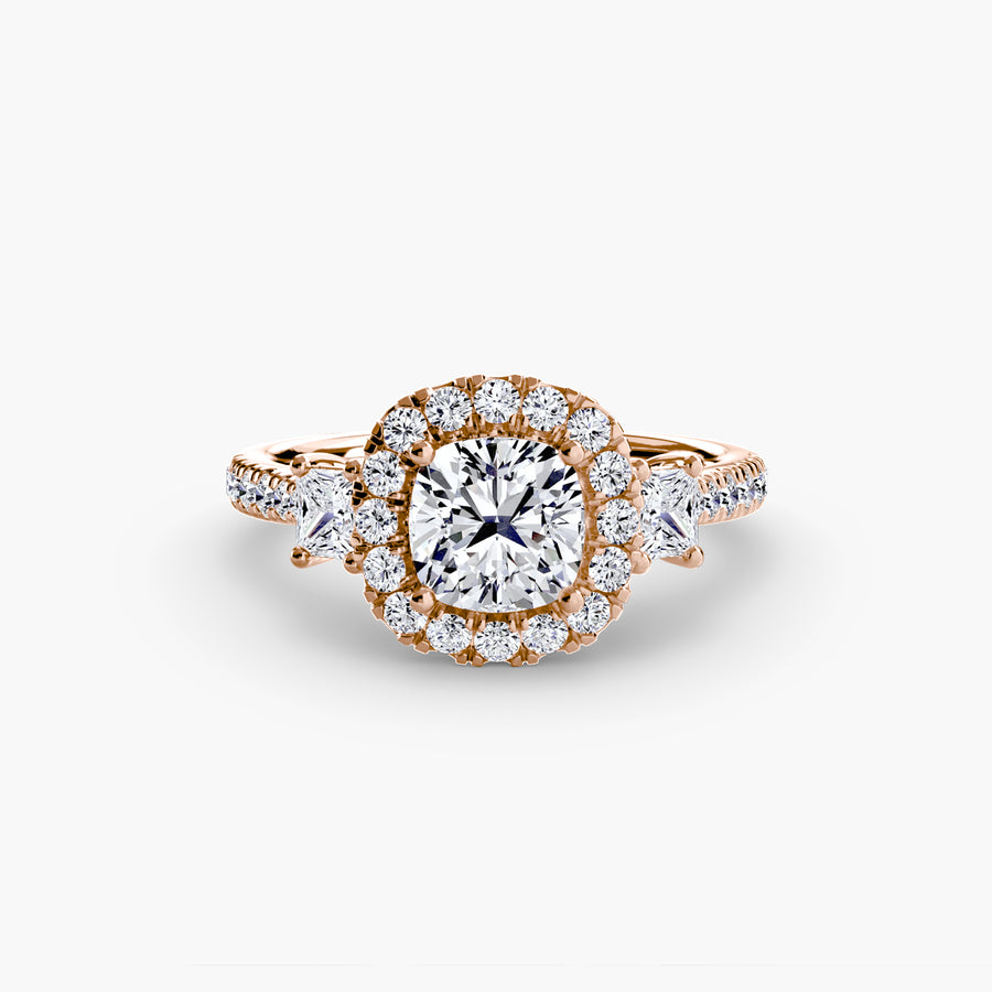 Three-Stone Ring with Halo 2