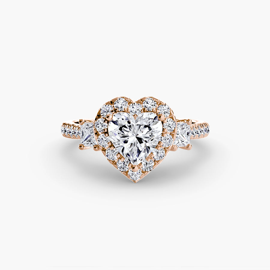 Three-Stone Ring with Halo 2