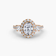 Three-Stone Ring with Halo 2