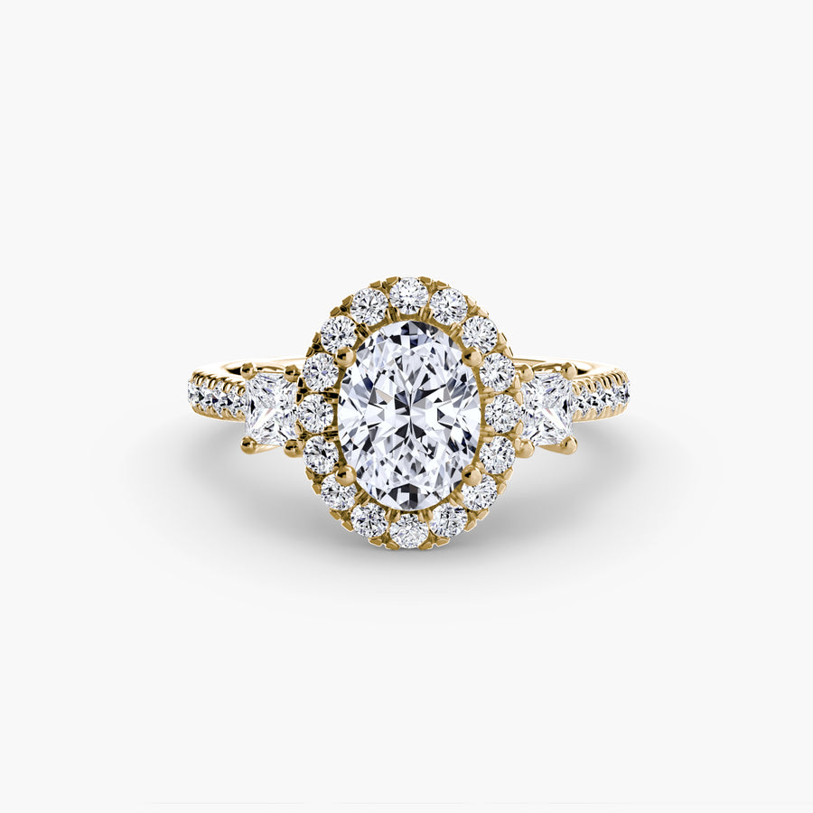 Three-Stone Ring with Halo 2