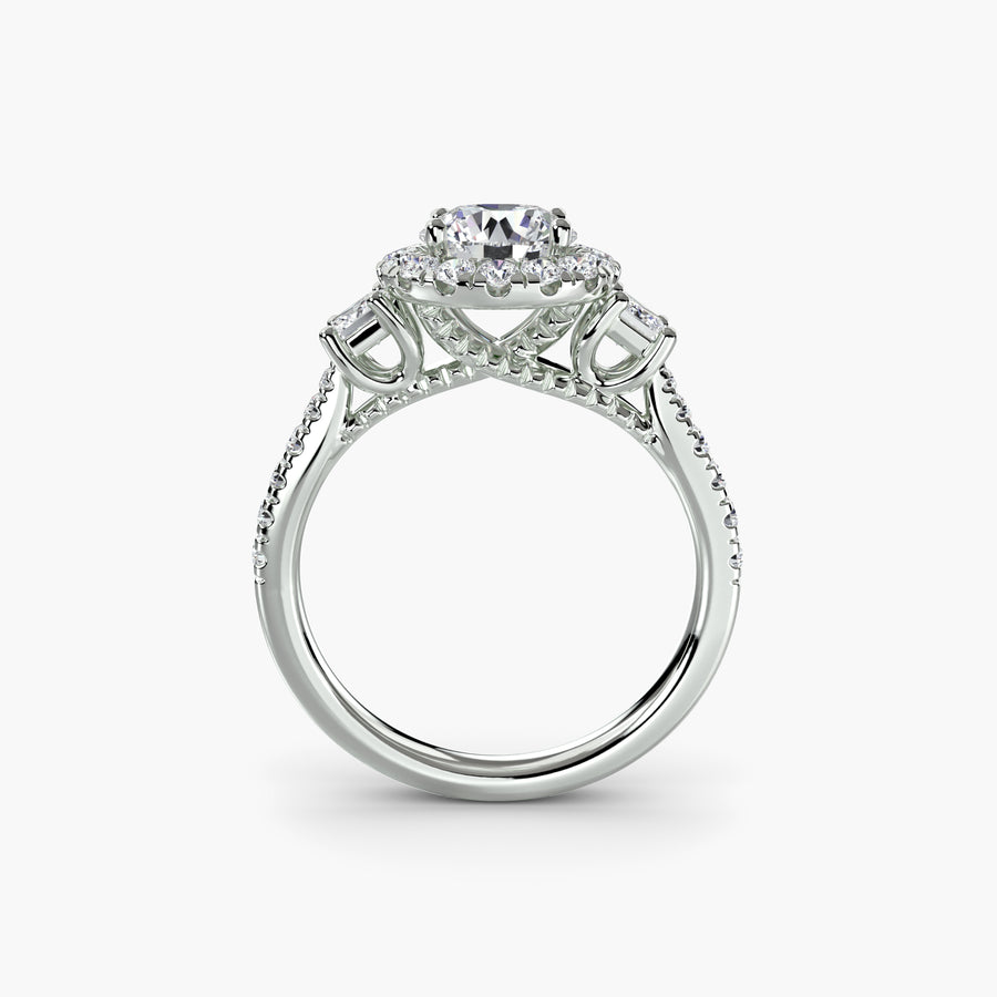 Three-Stone Ring with Halo 2