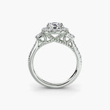 Three-Stone Ring with Halo 2