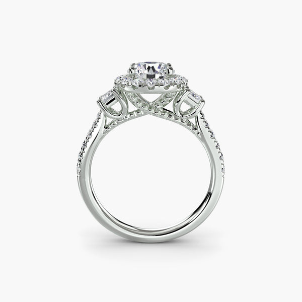 Three-Stone Ring with Halo 2