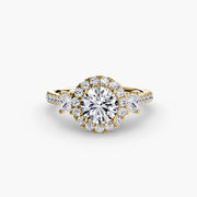 Three-Stone Ring with Halo 2