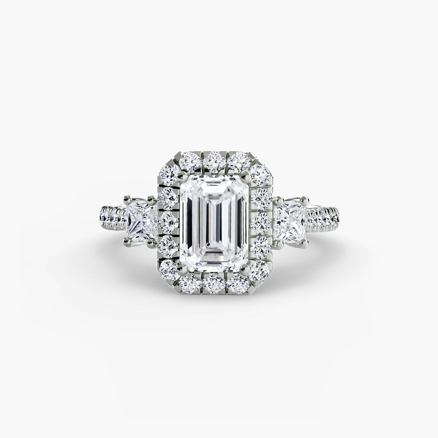 Three-Stone Ring with Halo 2