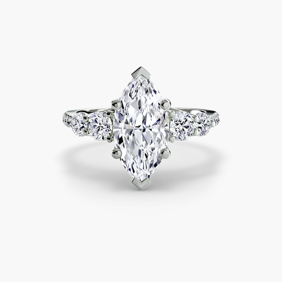 Five Stone Ring with Pavé Band