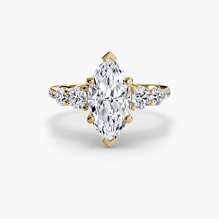 Five Stone Ring with Pavé Band