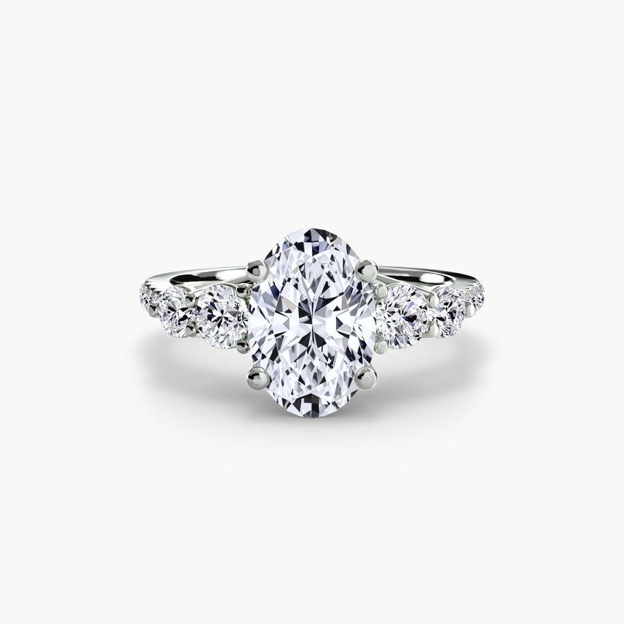 Five Stone Ring with Pavé Band