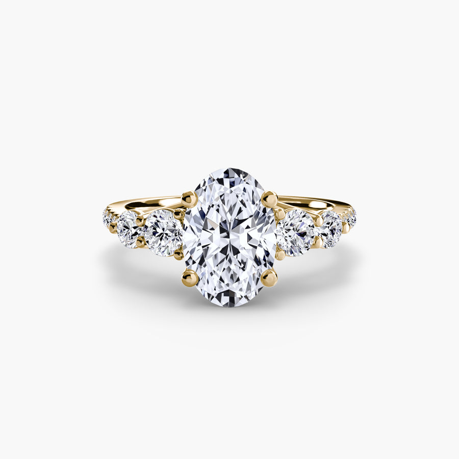 Five Stone Ring with Pavé Band