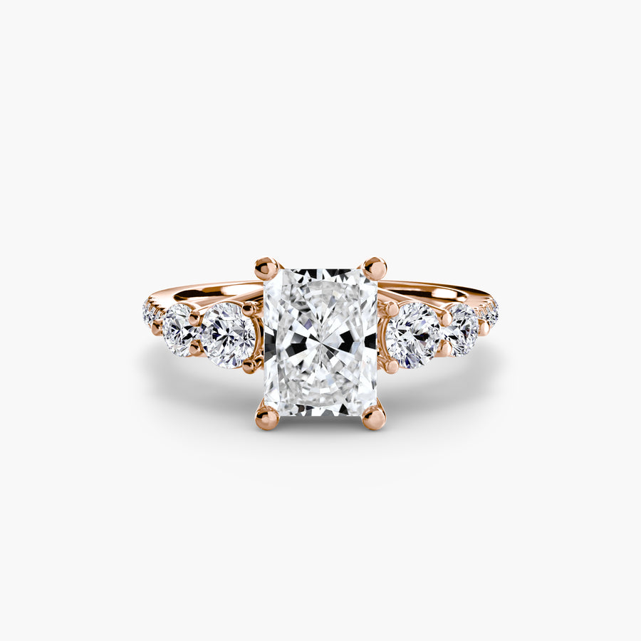 Five Stone Ring with Pavé Band