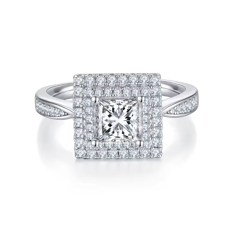 The princess 1ct square moissanite ring