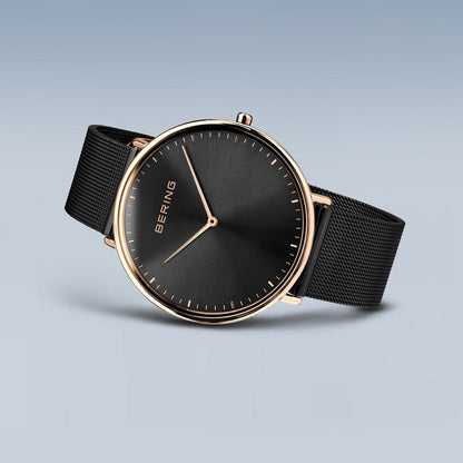 Bering Ultra Slim 39mm Black Milanese Strap Watch