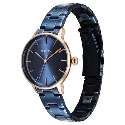 Titan TGIF Quartz Analogue Blue Dial Blue Stainless Steel Strap Watch for Women