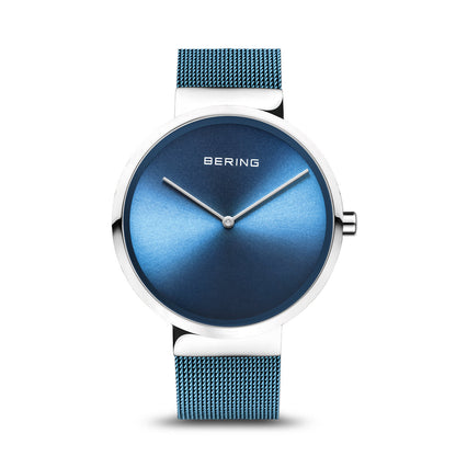 Bering Classic Polished Silver Ice Blue Watch