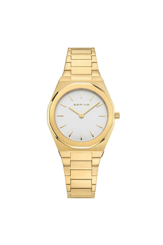 Bering Ladies Classic Polished 32mm Gold Strap Watch