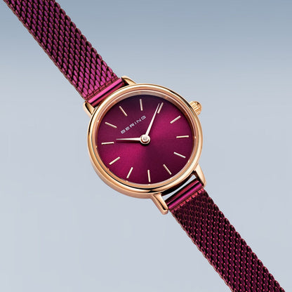 Bering Classic 26mm Purple Milanese Strap Watch