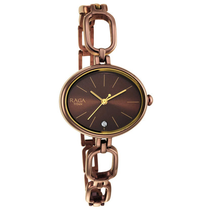 Titan Raga Viva Brown Dial Analogue Metal Strap Watch for Women