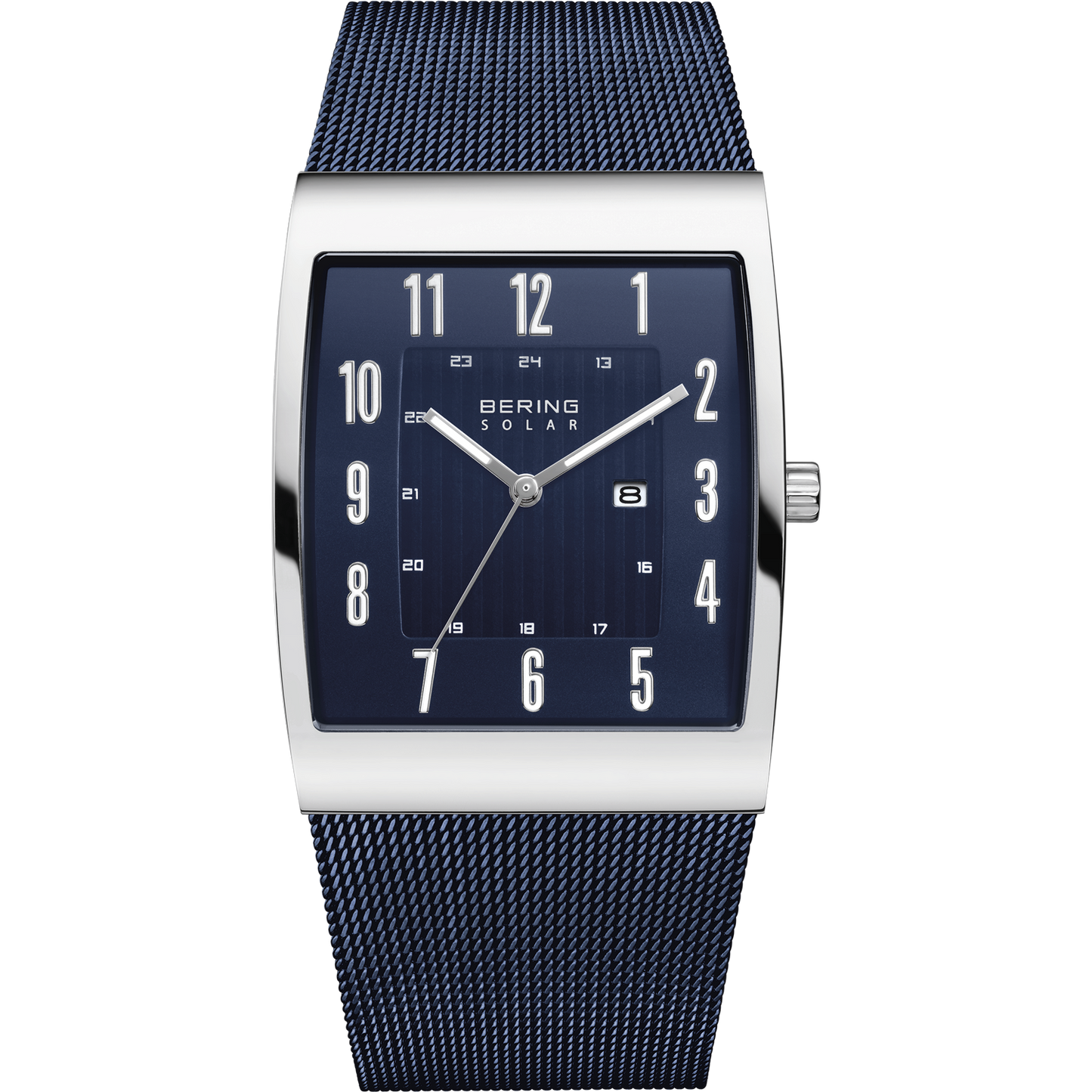 Bering Men's Slim Solar Rectangular Blue Watch