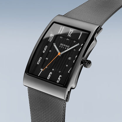 Bering Slim Solar Rectangular Grey Watch