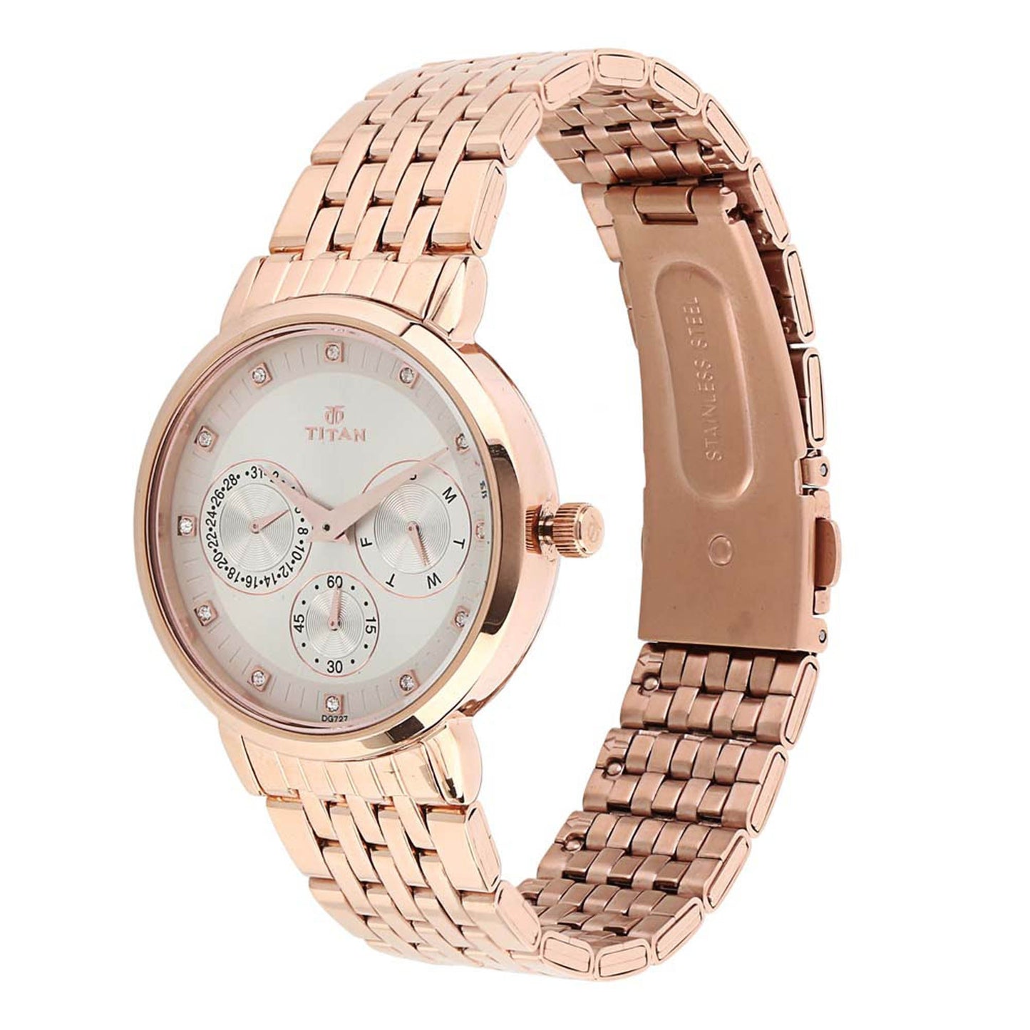 Titan Workwear Beige Dial Women Watch With Stainless Steel Strap