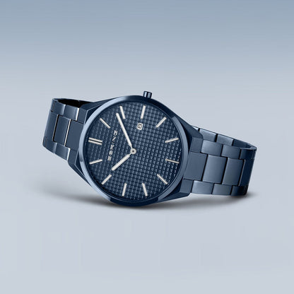 Bering Ultra Slim 40mm Blue Stainless Steel Strap Watch