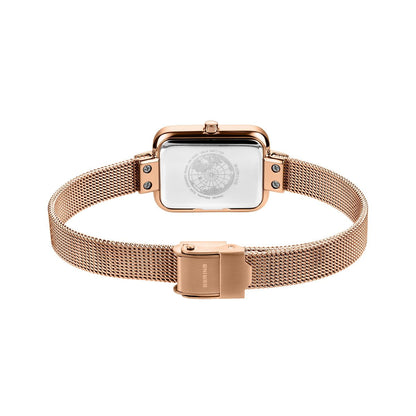 Bering Petite Square 35mm Rose Gold Milanese Strap Watch