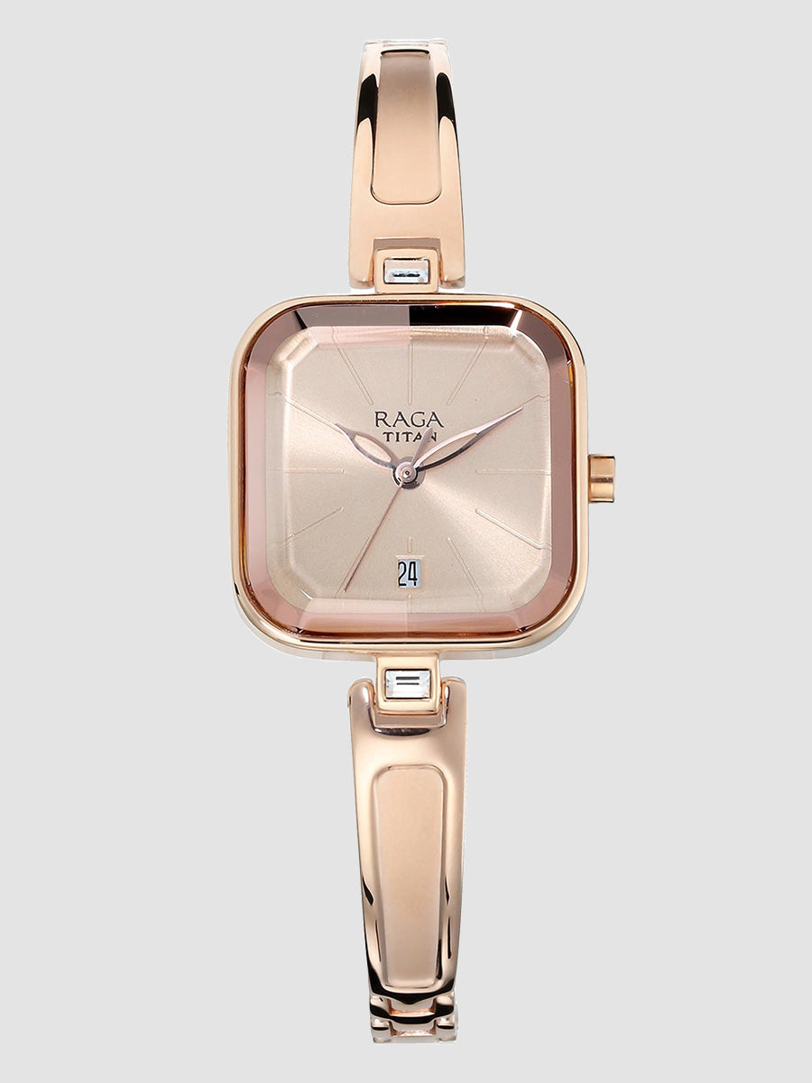 Titan Raga Viva Rose Gold Dial Women Watch With Metal Strap