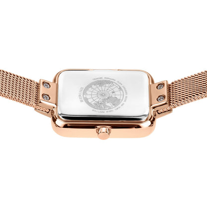 Bering Petite Square 35mm Rose Gold Milanese Strap Watch