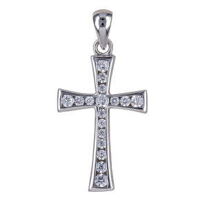 R67 – S/S Rhodium Plated Cz Cross