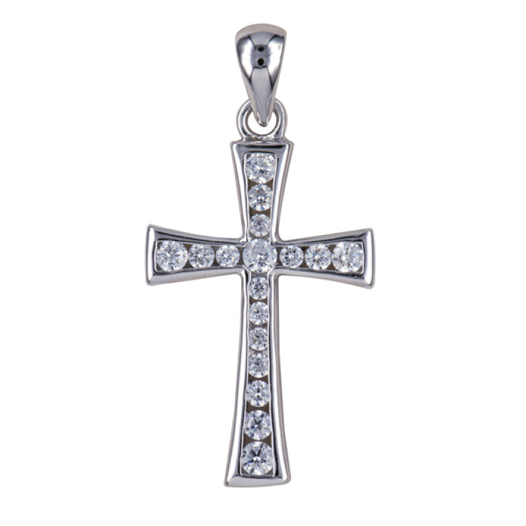 R67 – S/S Rhodium Plated Cz Cross