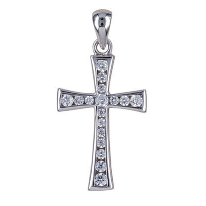 R67 – S/S Rhodium Plated Cz Cross