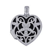 P38 – S/S 18mm Diamond Set Filigree Heart Locket