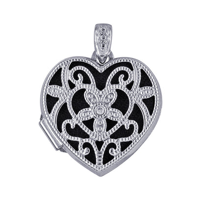P38 – S/S 18mm Diamond Set Filigree Heart Locket